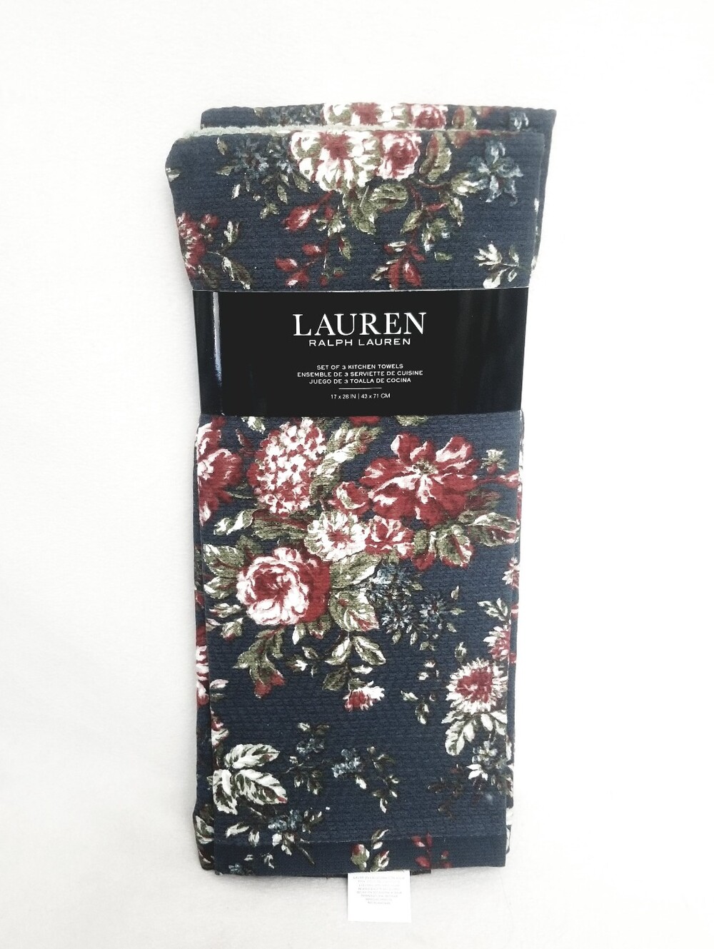 Lauren Ralph Lauren Navy and Red Floral Kitchen Towels